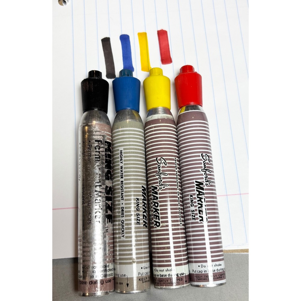 Vtg Sanford King Size Permanent Marker Set black red blue yellow xylene smelly